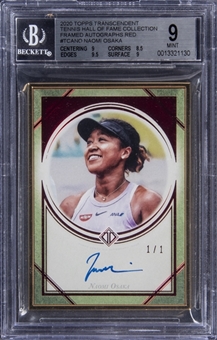2020 Topps Transcendent Tennis Hall of Fame Collection Framed Autographs Red #TCANO Naomi Osaka Signed Card (#1/1) - BGS MINT 9/BGS 10